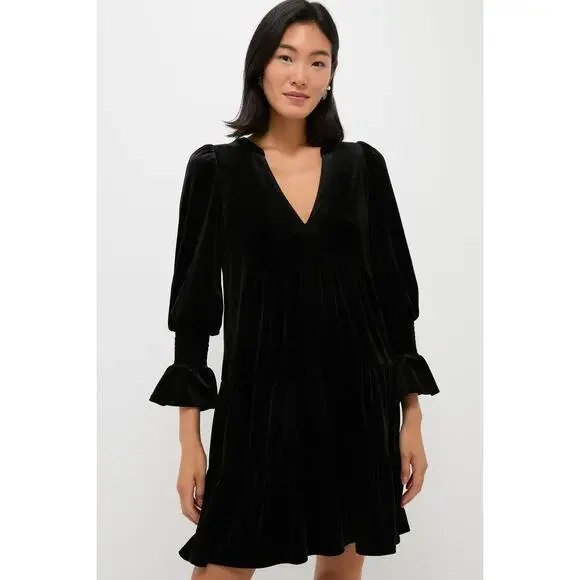 Tuckernuck Velvet Kenzo Dress Size S Black Preppy Holidays Party Pomander Place - Picture 3 of 14